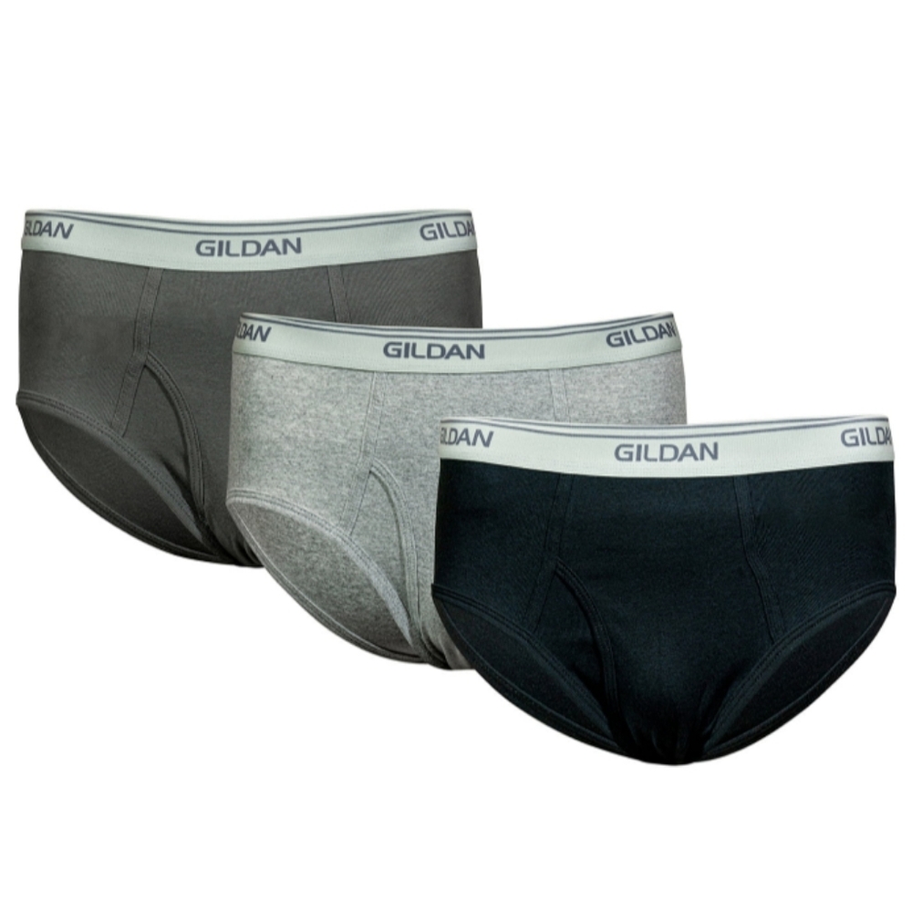 Gildan Men's Size 2XL Modern Briefs 3-Pack Black/Grey Mid-rise Fits waist 44-46"